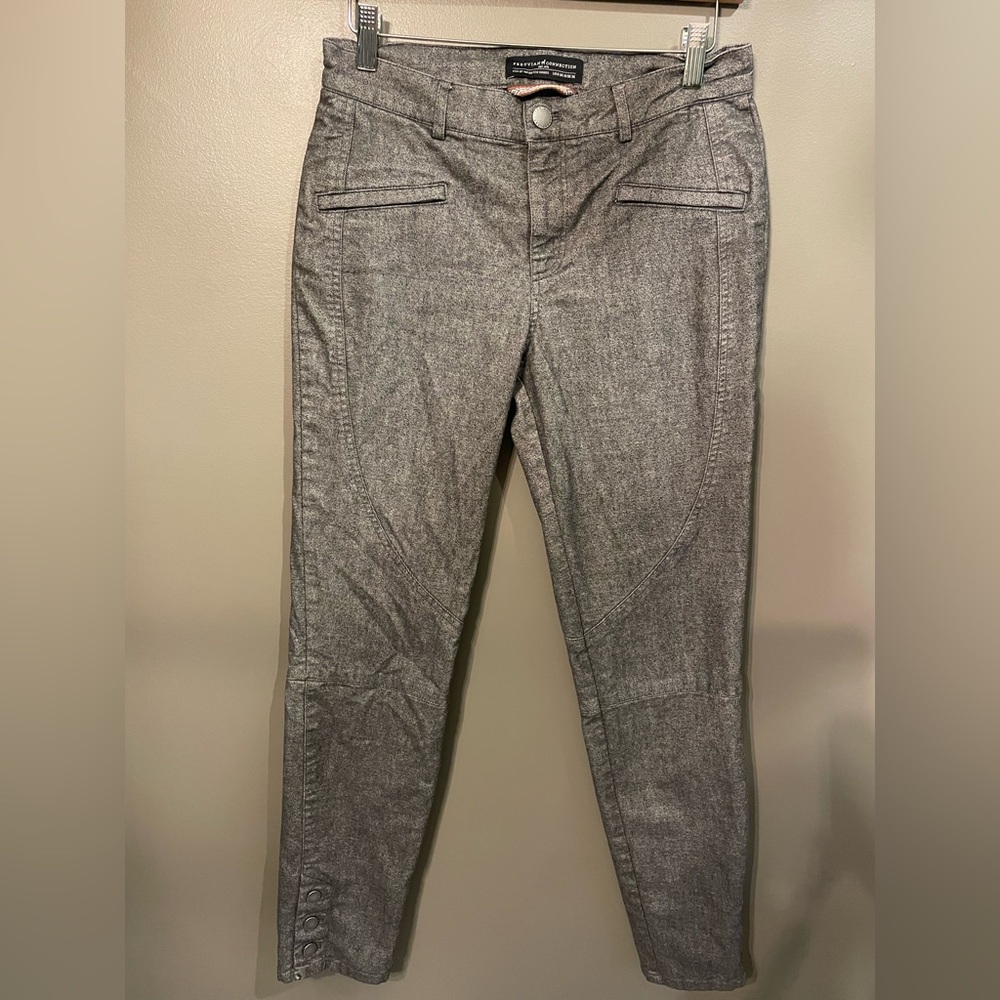 Peruvian Connections charcoal tweed moto pants size 6